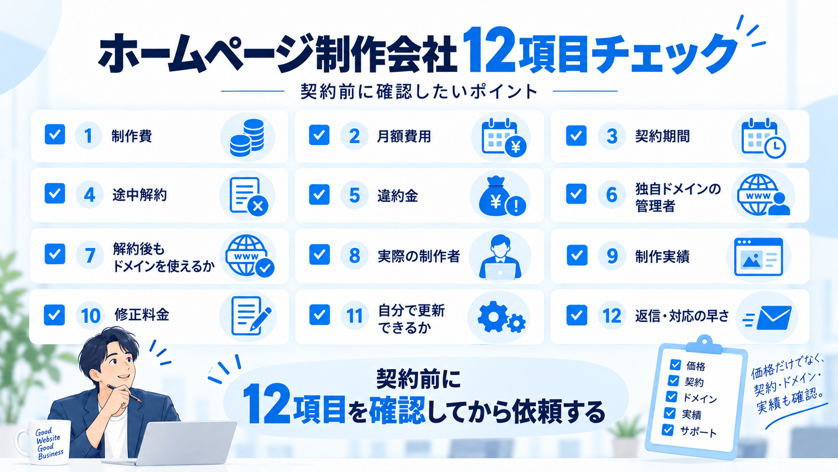 ホームページ制作会社と契約する前に確認したい12項目