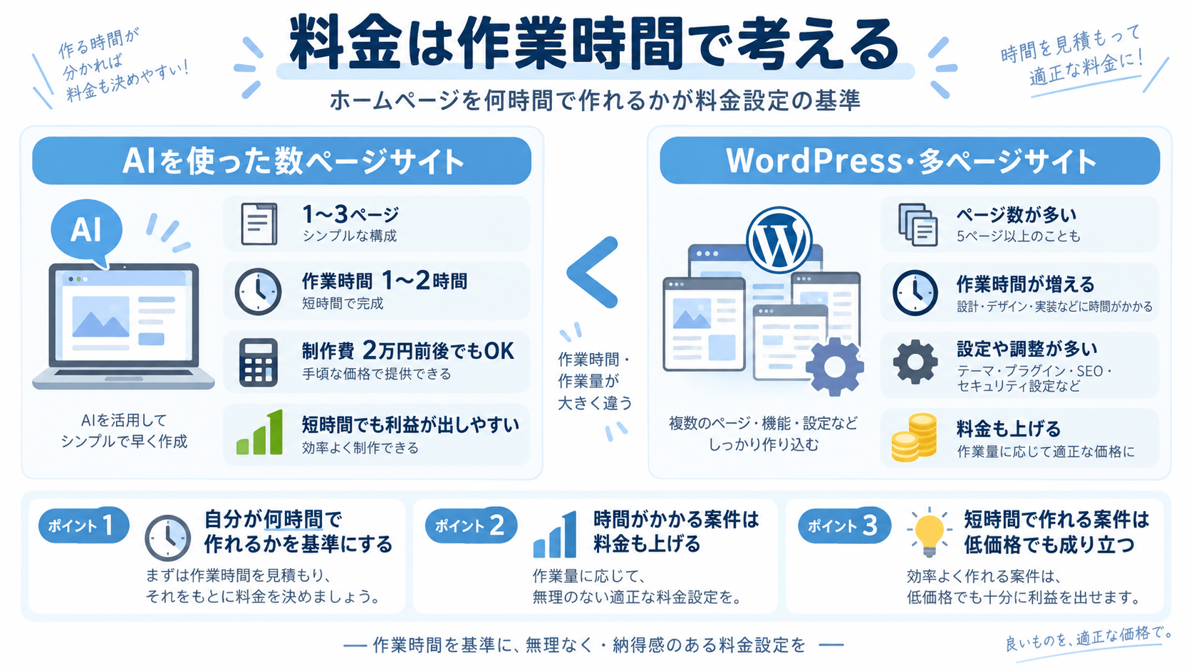 ホームページ制作料金を作業時間で考える方法
