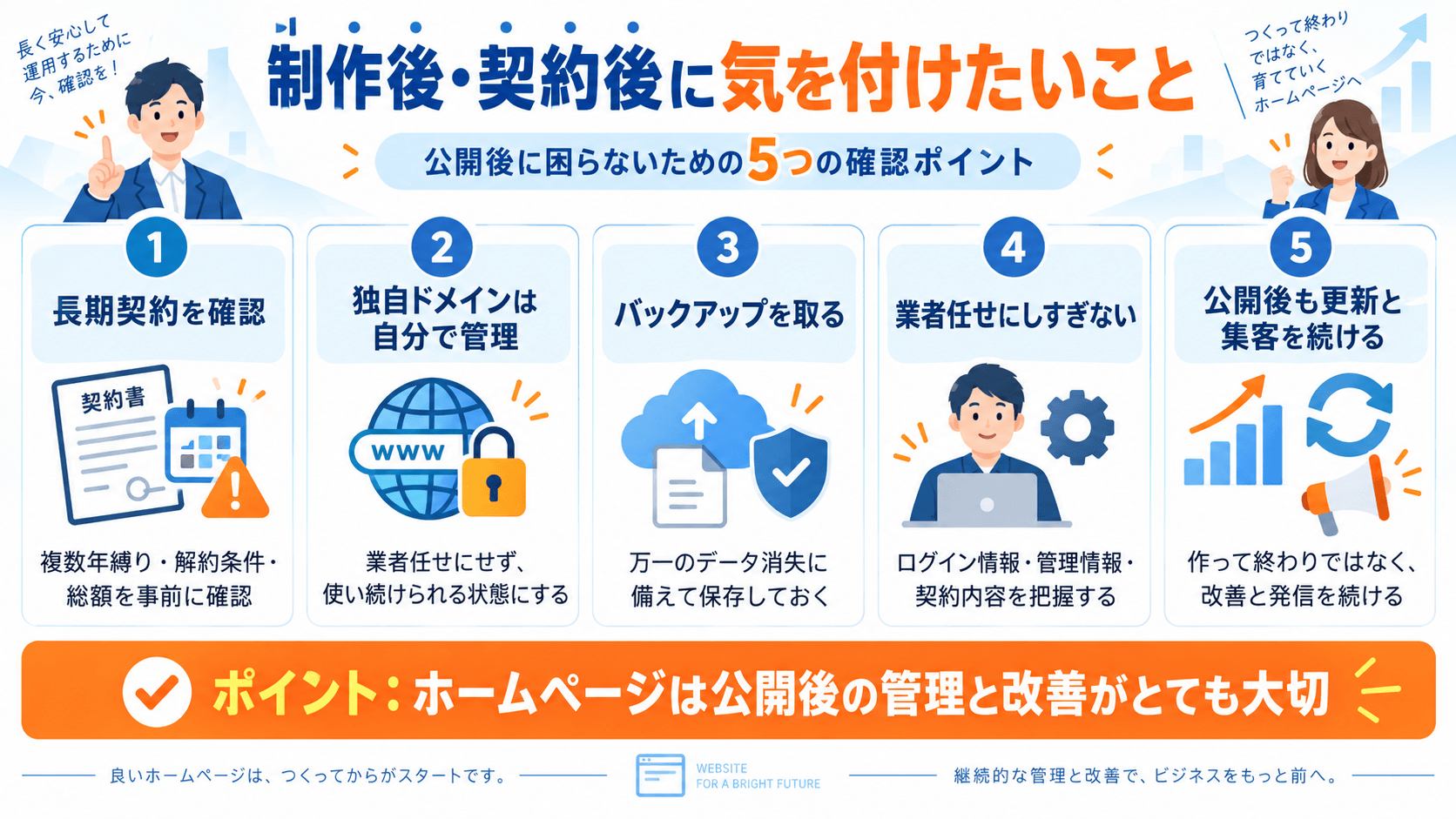 ホームページ制作後や契約後に確認しておきたいポイント