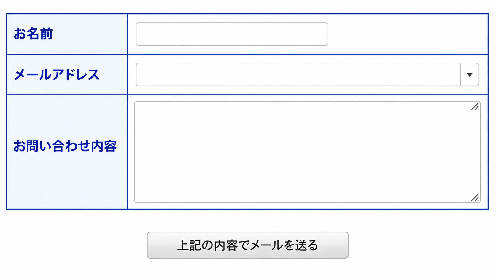お問い合わせフォームのイメージ